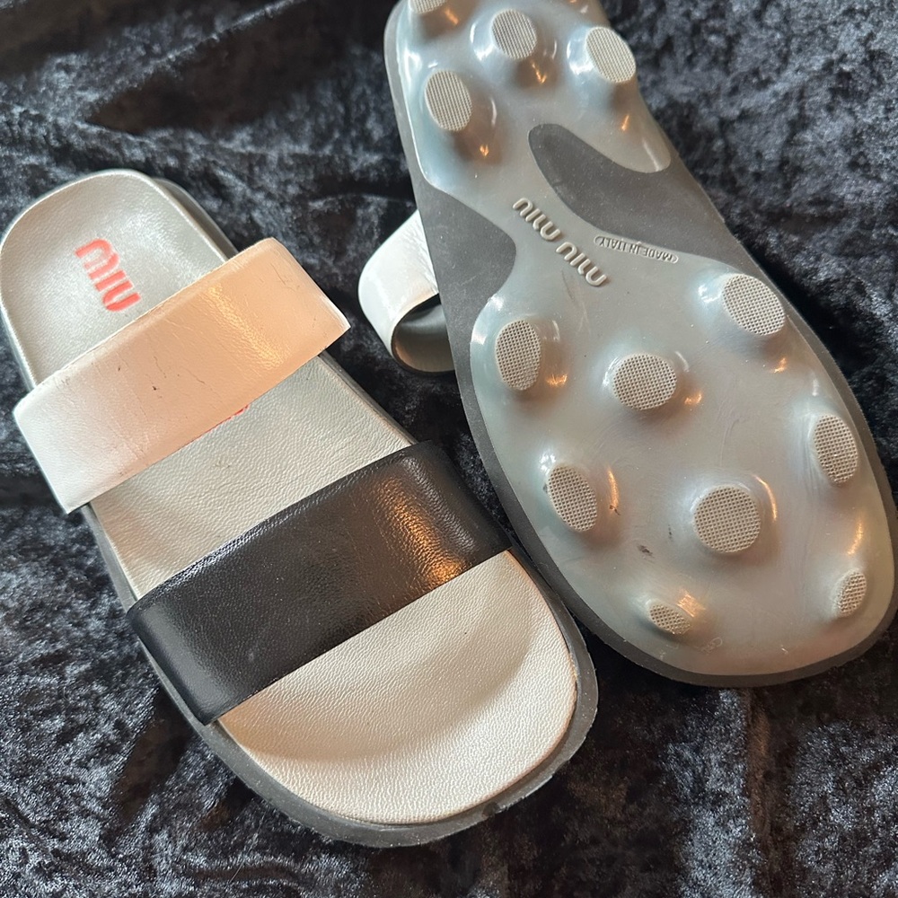 Miu Miu Two-Tone Slide Sandals